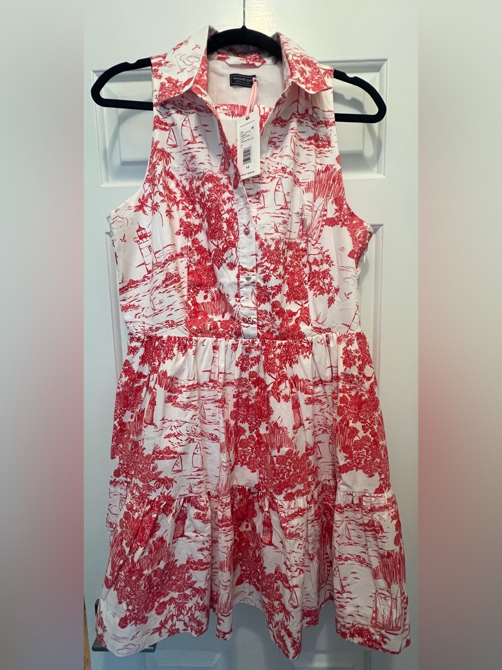 Vineyard vines Red toile-style print mini dress size 12
